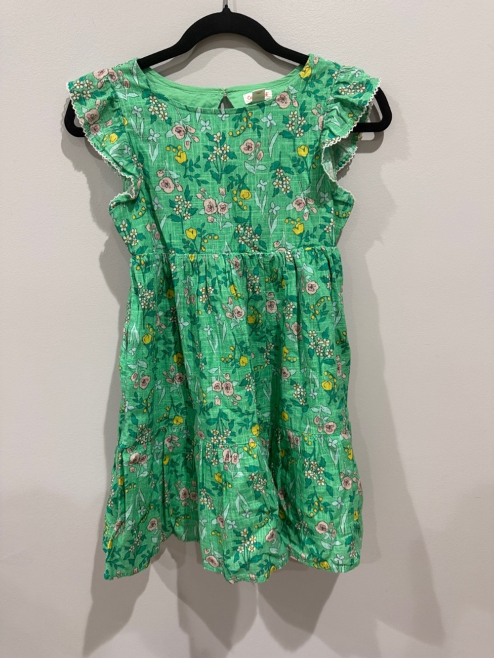 Cat & Jack Green Floral Ruffle Sleeve Dress